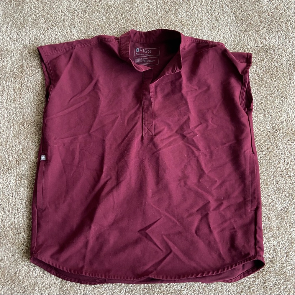 Figs Burgundy Rafaela Top XXS